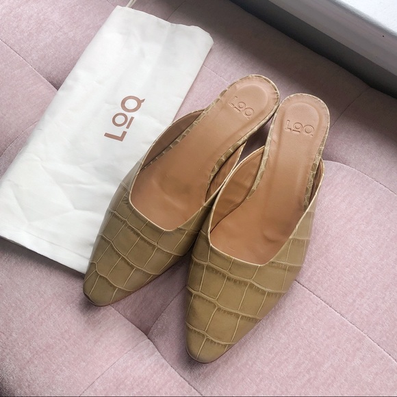 🆕 LOQ Green Carmen Croc-effect Leather Mules 36 - Picture 2 of 6